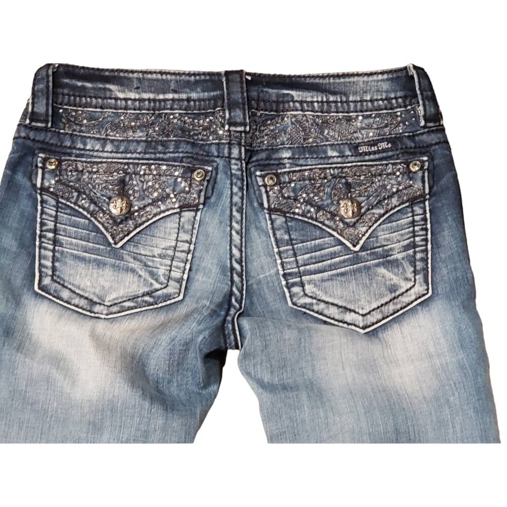 Miss Me Light Wash Embellished Pocket Signature Skinny Blue Jeans | Size 25
